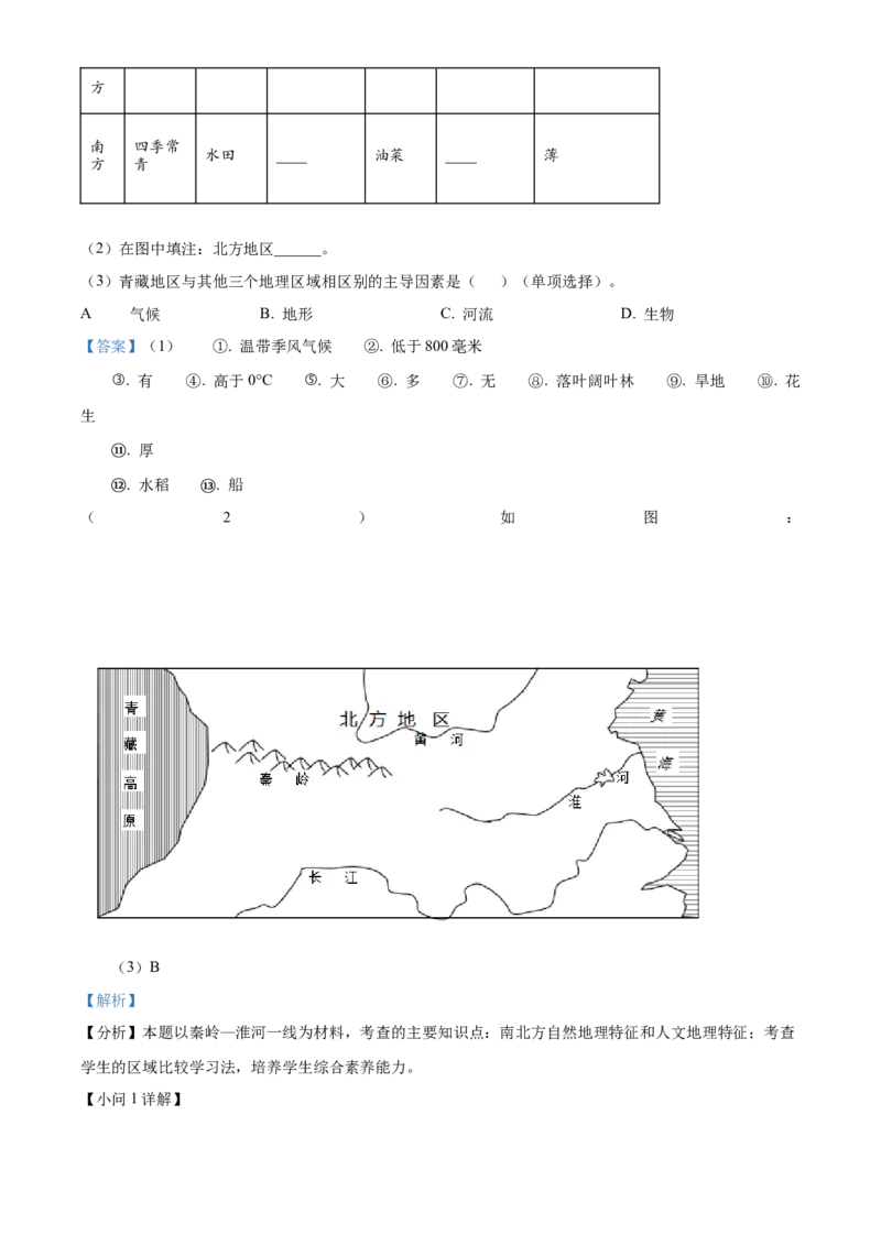 精品解析：北京市门头沟区2019-2020学年七年级下学期期末调研地理试题（解析版）(1)_北京初中期末题_C605-京七八九_B京地理七八九_地理_北京7下地理_2019-2020