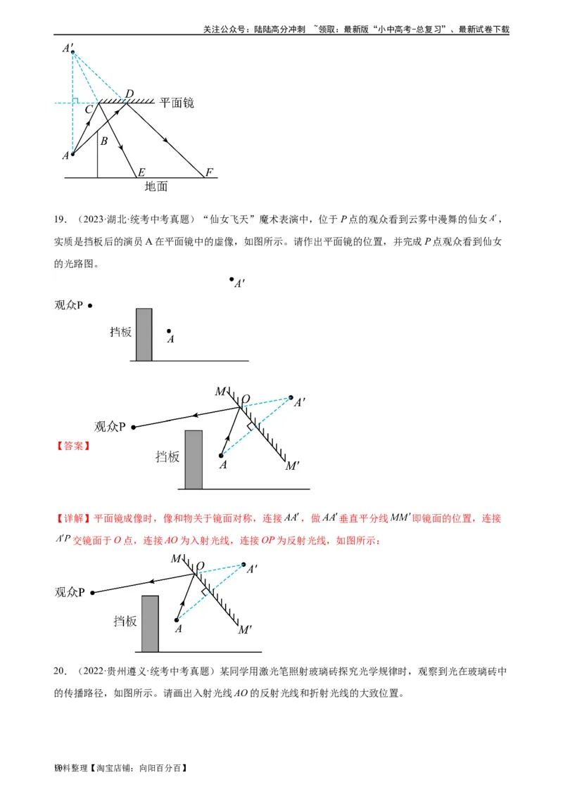 专题4光现象光现象章末综合训练（教师版）_02中考总复习（2026版更新中）_04-物理-中考总复习_2024年中考复习资料_专项复习资料_完三年（2021&mdash;2023）中考真题分项精编（全国通用）