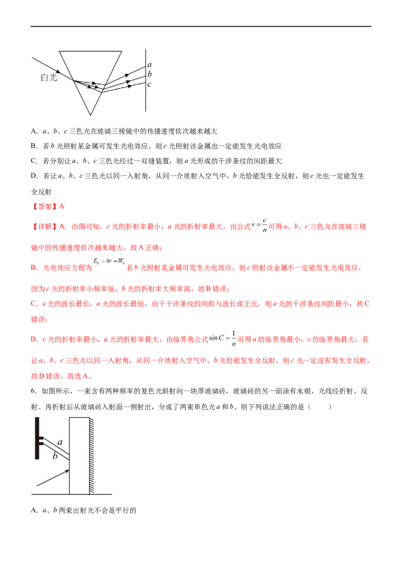 专题12光学（精练）（解析版）_4.2025物理总复习_赠品通用版（老高考）复习资料_二轮复习_2023年高考物理二轮复习讲练测（全国通用）