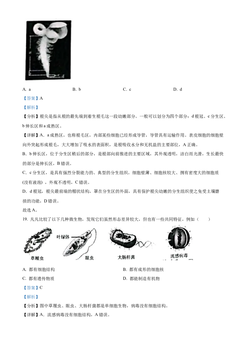 2023年山西省晋中市中考生物真题（解析卷）_❤山西历年中考真题_8.山西中考生物2018-2025