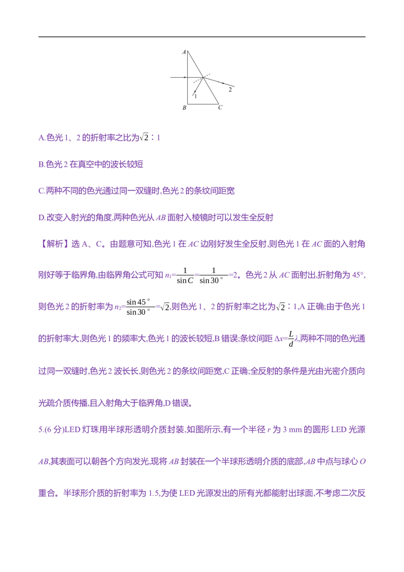 2025年高考物理专题强化练二十一：几何光学与物理光学的综合应用（含解析）_4.2025物理总复习_2025年新高考资料_专项复习_2025年高考物理专题强化练(含解析)（完结）