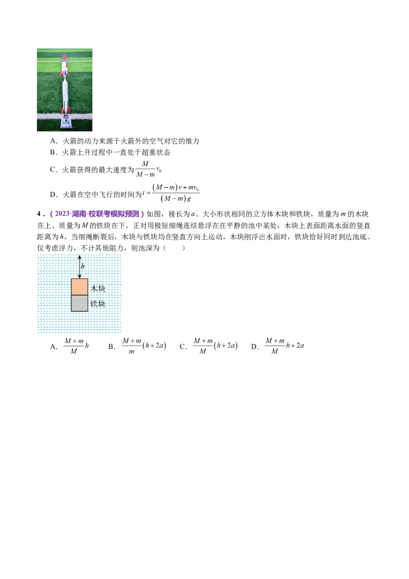 专题07动量定理动量守恒定律（讲义）（原卷版）_4.2025物理总复习_2024年新高考资料_2.2024二轮复习_2024年高考物理二轮复习讲练测（新教材新高考）