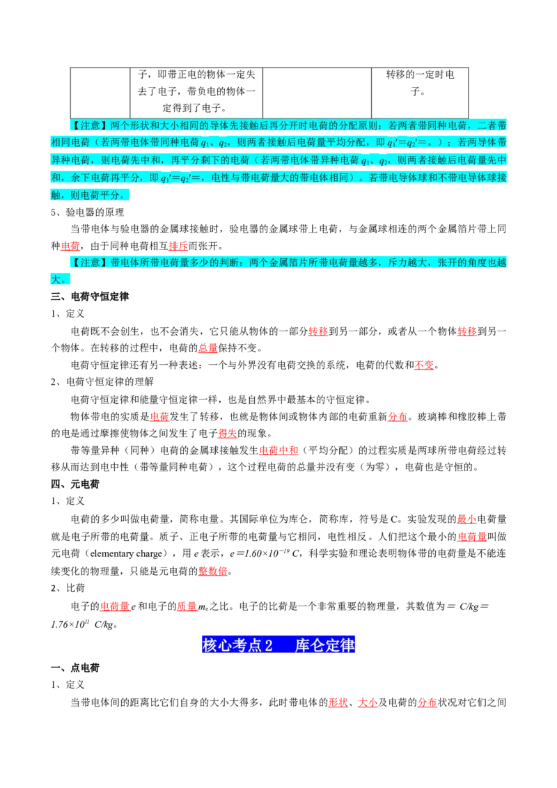 专题10静电场（解析版）_4.2025物理总复习_2025年新高考资料_一轮复习_2025年高考物理一轮复习知识清单
