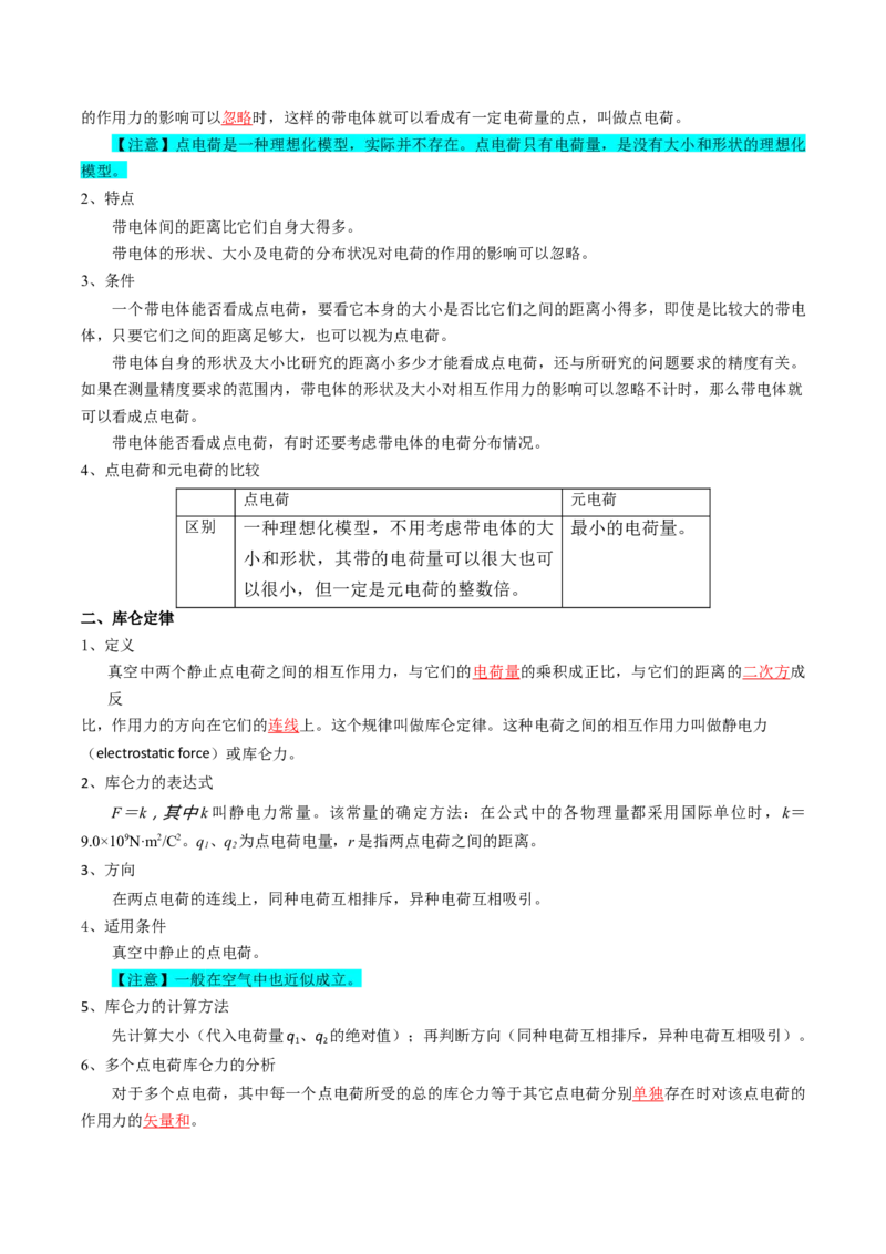 专题10静电场（解析版）_4.2025物理总复习_2025年新高考资料_一轮复习_2025年高考物理一轮复习知识清单