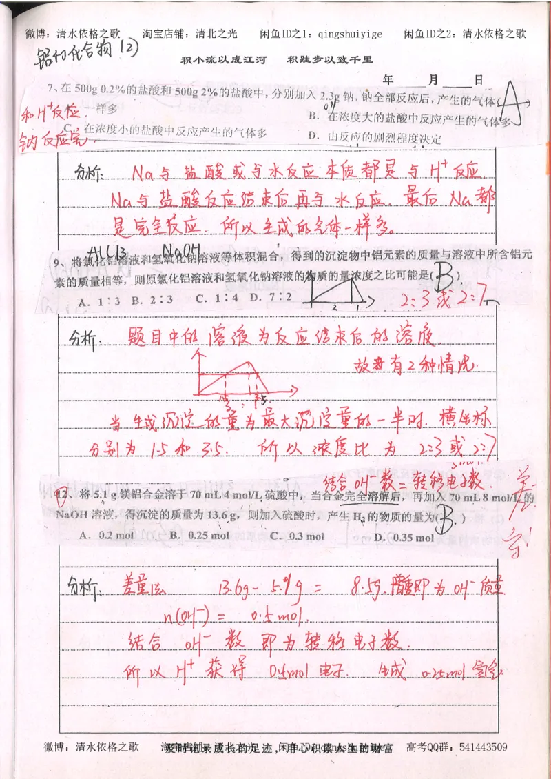 2.衡水中学高考积累与改错_高一化学（第2本）_101页_高中衡水学霸笔记_高中全部赠品_错题集高中九科_化学积累与改错