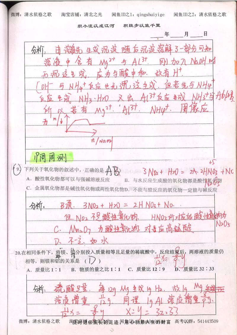 2.衡水中学高考积累与改错_高一化学（第2本）_101页_高中衡水学霸笔记_高中全部赠品_错题集高中九科_化学积累与改错