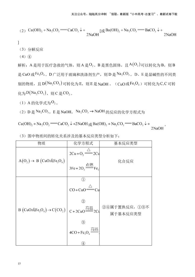 专题六框图推断题2025届中考化学二轮专题达标训练（含答案）_02中考总复习（2026版更新中）_05-化学-中考总复习_2025年中考复习资料_2025届中考化学二轮专题达标训练（含答案）