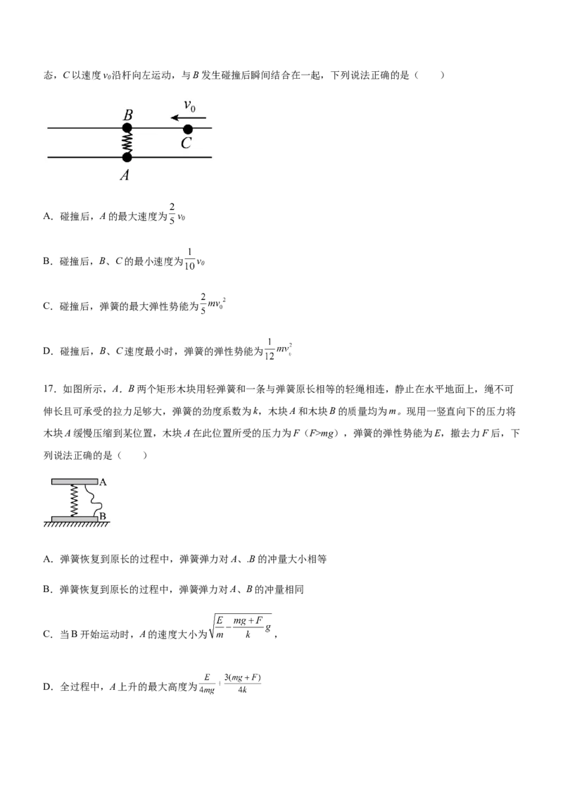 专题06动量定理和动量守恒定律（精练）（原卷版）_4.2025物理总复习_赠品通用版（老高考）复习资料_二轮复习_2023年高考物理二轮复习讲练测（全国通用）288435117