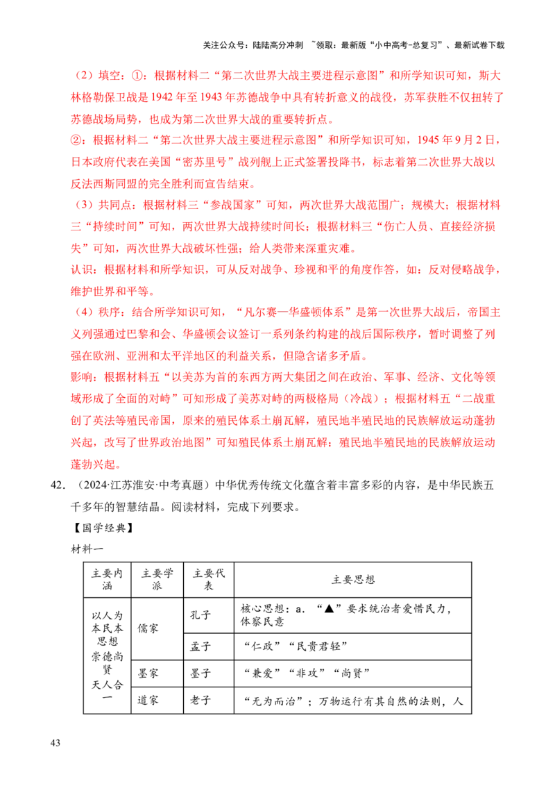 专题40特殊题型（填空题、主客一体题、改错题等）&middot;综合题（全国通用）（解析版）_02中考总复习（2026版更新中）_06-历史-中考总复习_2026年中考复习（更新中）