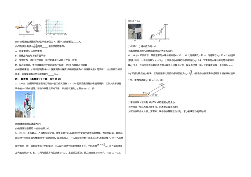 重庆市涪陵第五中学2024-2025学年高三上学期开学考试物理试题（含解析）_A1502026各地模拟卷（超值！）_10月_241006重庆市涪陵第五中学2024-2025学年高三上学期开学考试
