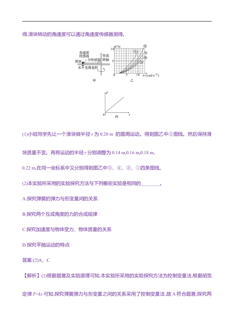 2025年高考物理实验抢分专练六：探究向心力大小与半径、角速度、质量的关系（含解析）_4.2025物理总复习_2025年新高考资料_专项复习_2025年高考物理实验抢分专练(含解析)（完结）