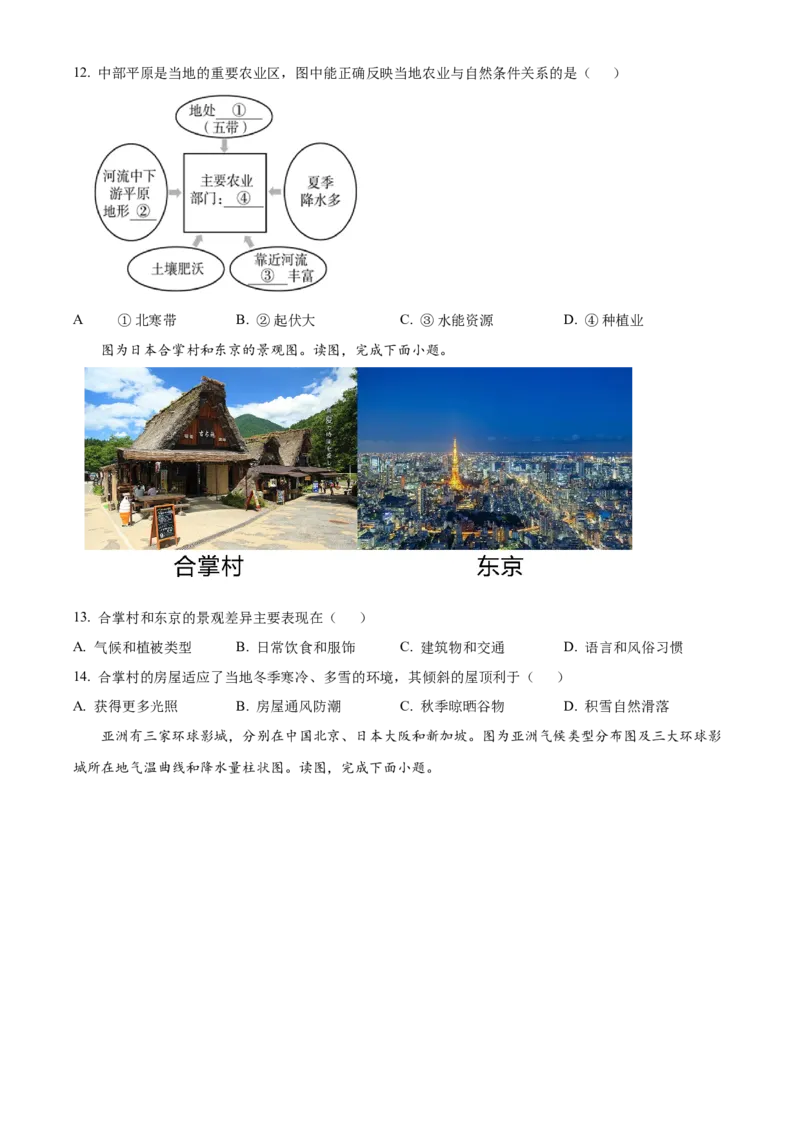 精品解析：北京市朝阳区2022-2023学年八年级上学期期末地理试题（原卷版）(1)_北京初中期末题_C605-京七八九_B京地理七八九_地理_北京八上地理