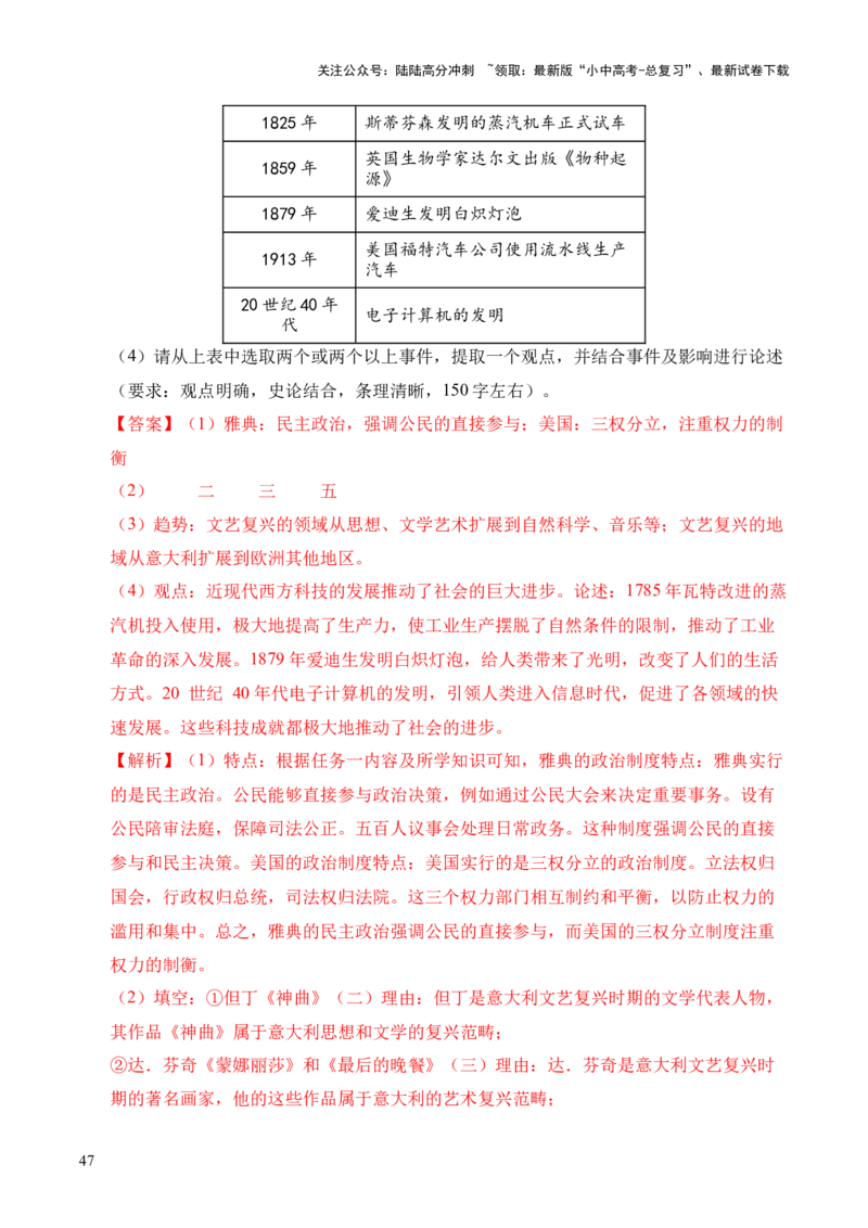 专题40特殊题型（填空题、主客一体题、改错题等）&middot;综合题（全国通用）（原卷版）_02中考总复习（2026版更新中）_06-历史-中考总复习_2026年中考复习（更新中）