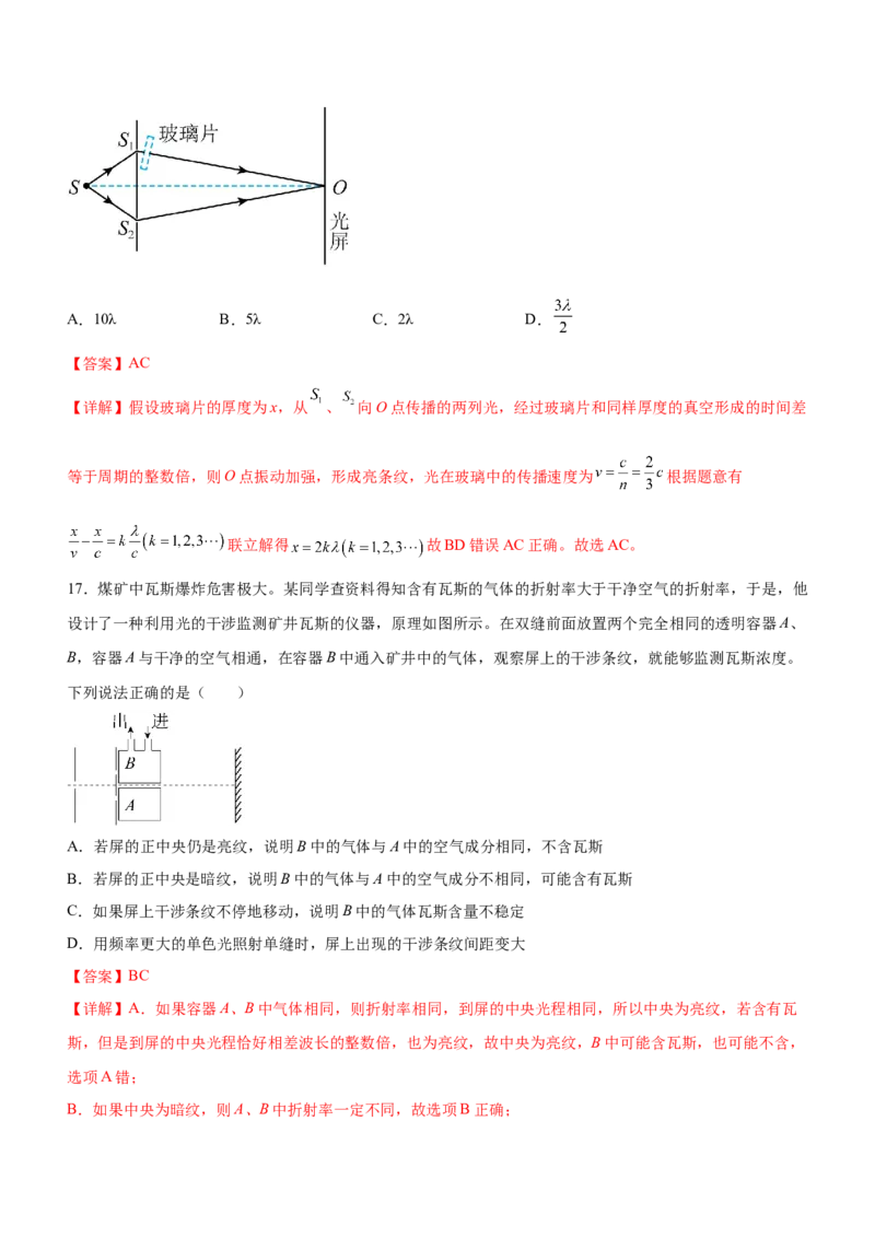 专题12光学（精练）（解析版）_4.2025物理总复习_赠品通用版（老高考）复习资料_二轮复习_2023年高考物理二轮复习讲练测（全国通用）288435117