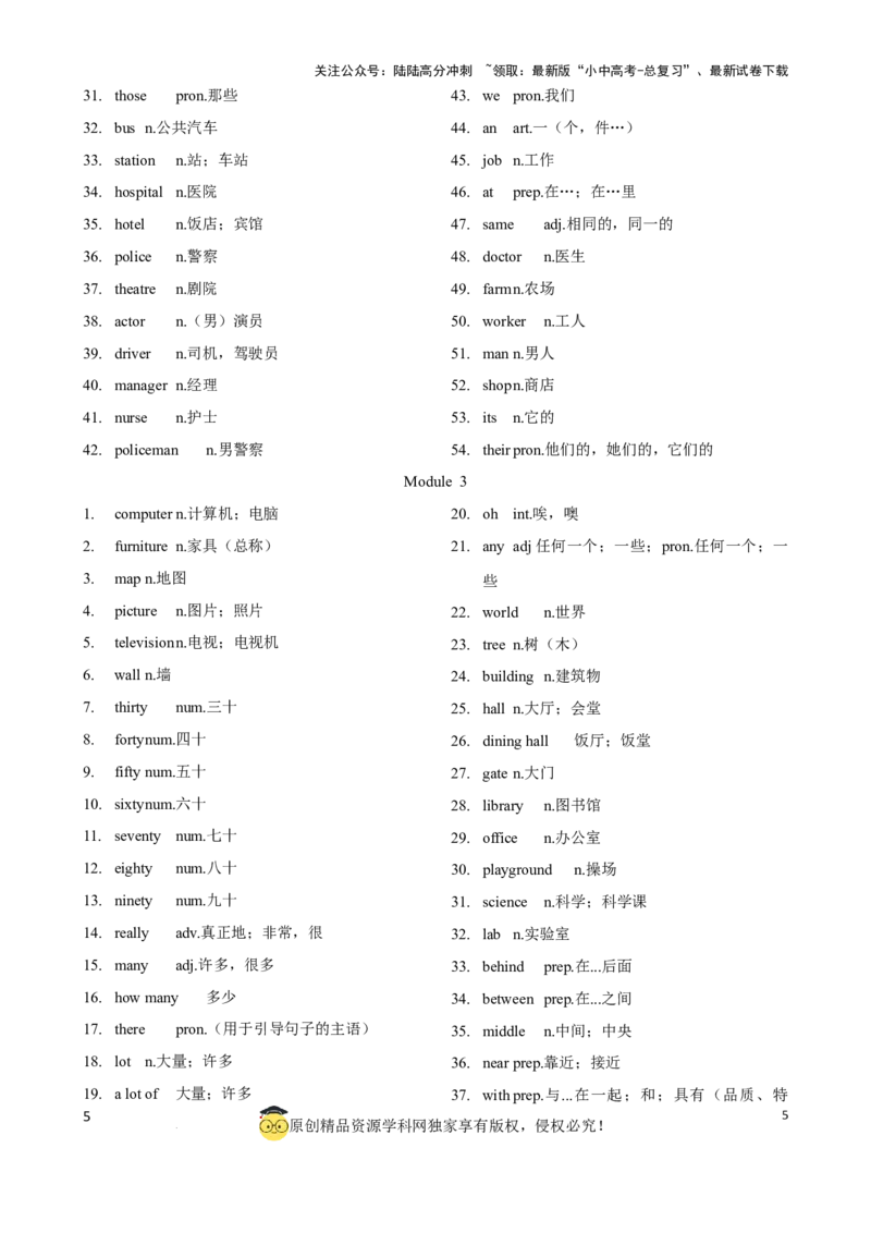 专题3.初中英语外研版单词表单词表(按单元顺序)(七年级至九年级)（背诵版）_02中考总复习（2026版更新中）_03-英语-中考总复习_2024年中考复习资料_一轮复习_单词表