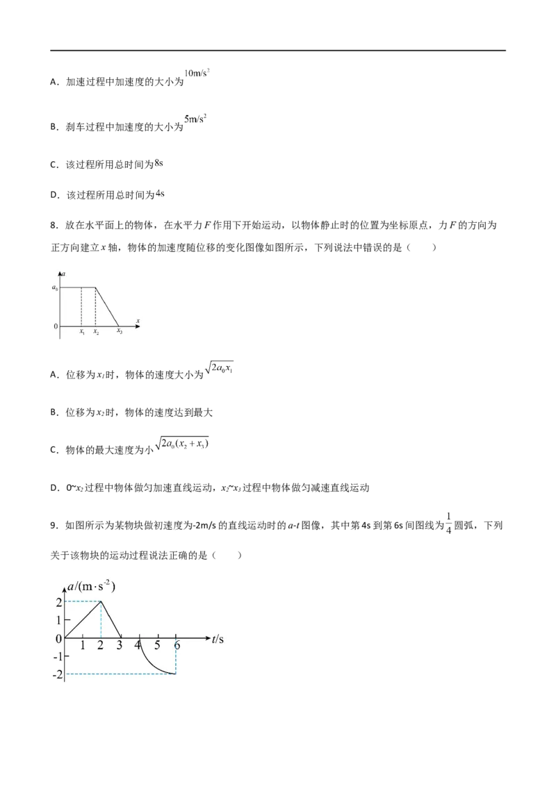专题06运动学图像（原卷版）_4.2025物理总复习_2023年新高复习资料_一轮复习_2023届高三物理一轮复习多维度导学与分层专练