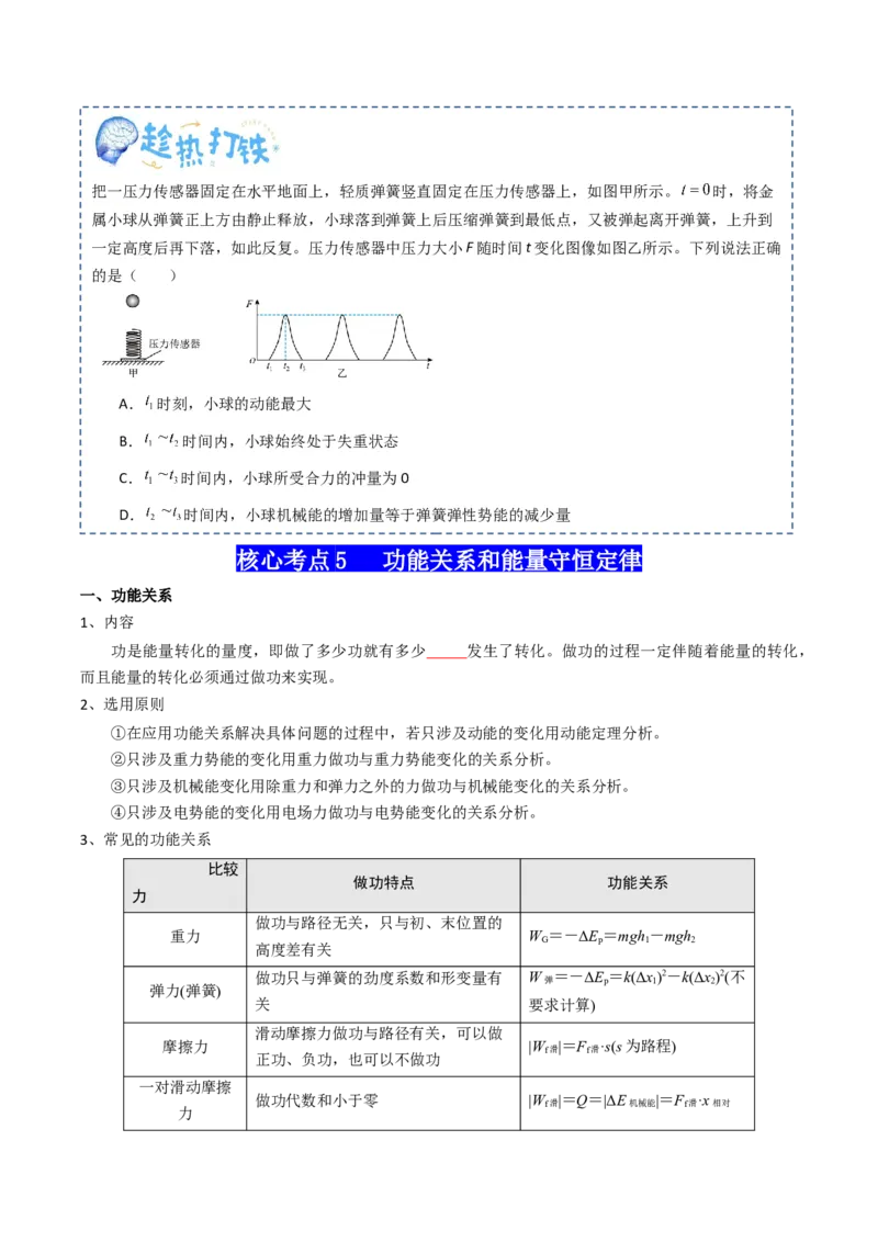 专题07机械能（原卷版）_4.2025物理总复习_2025年新高考资料_一轮复习_2025年高考物理一轮复习知识清单