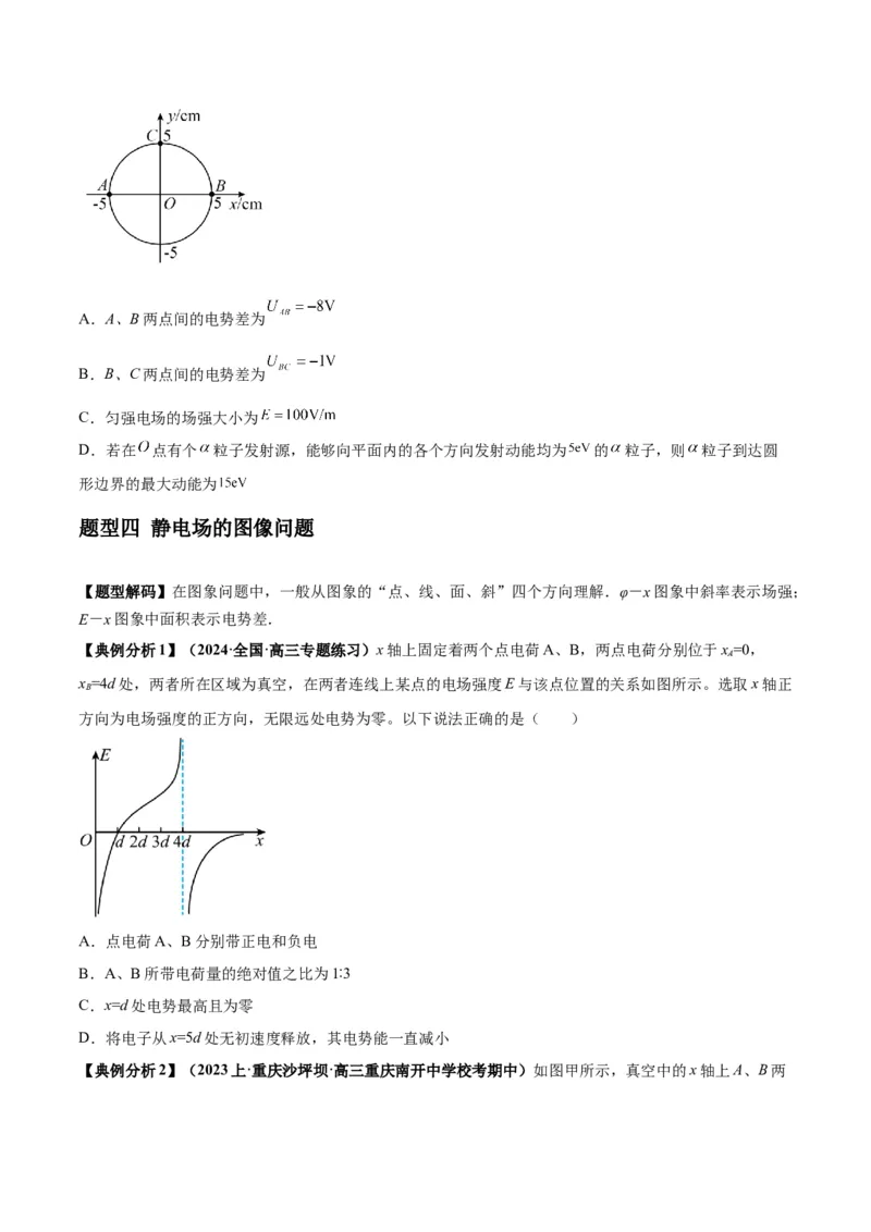 专题10电场性质的综合应用（原卷版）_4.2025物理总复习_2024年新高考资料_2.2024二轮复习_2024年高考物理二轮热点题型归纳与变式演练（新高考通用）