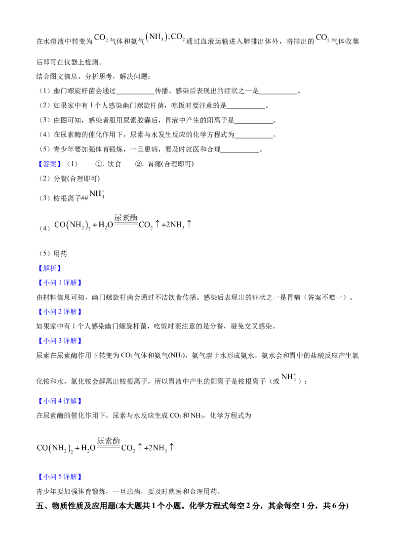 2025年山西省中考化学真题（解析卷）_❤山西历年中考真题_5.山西中考化学2008-2025