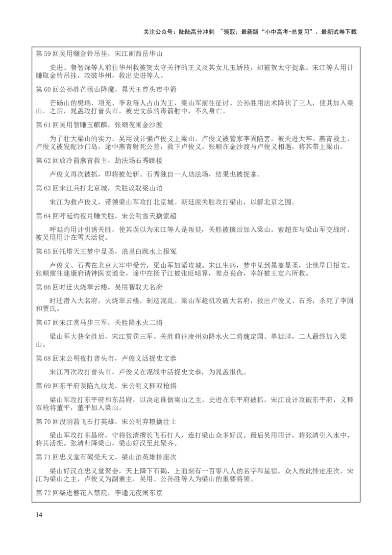 专题23《水浒传》（知识梳理+练习）（解析版）_02中考总复习（2026版更新中）_01-语文-中考总复习_2025年中考资料_备战2025年中考语文一轮复习考点突破（全国通用）