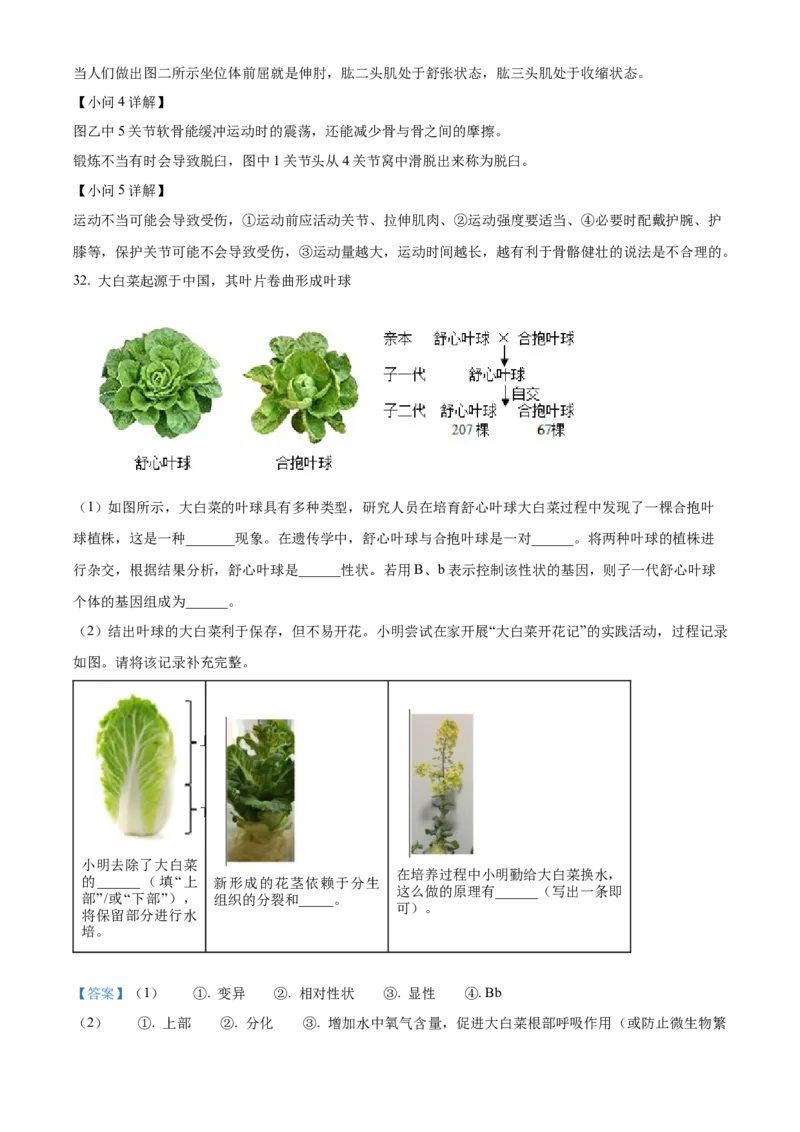 精品解析：北京市顺义区2023-2024学年八年级上学期期末生物试题（解析版）(1)_北京初中期末题_C605-京七八九_B京生物七八九_北京八上生物_2023-2024