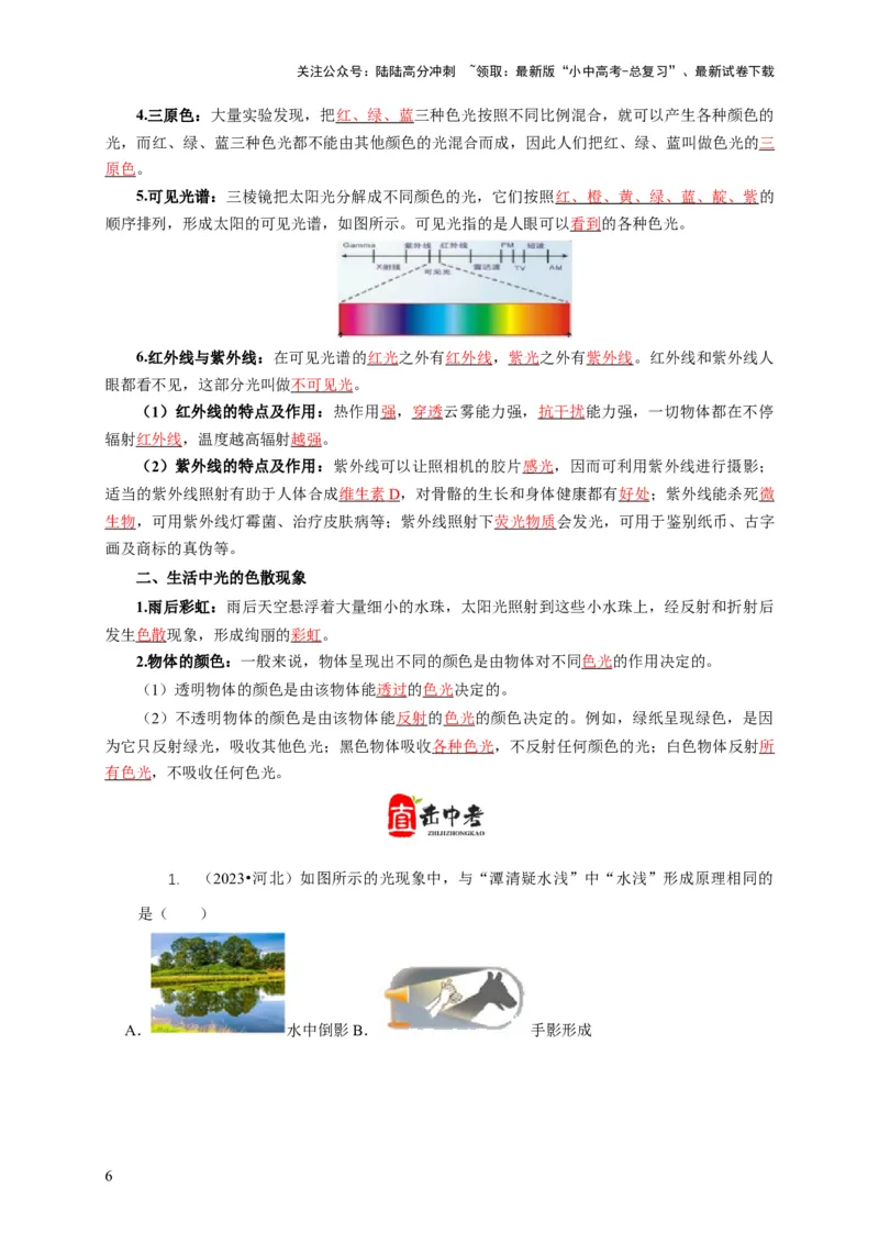 专题2光的直线传播光的反射与折射（解析版）_02中考总复习（2026版更新中）_04-物理-中考总复习_2024年中考复习资料_二轮复习_2024年中考物理二轮专项复习核心考点讲解与必刷题型汇编