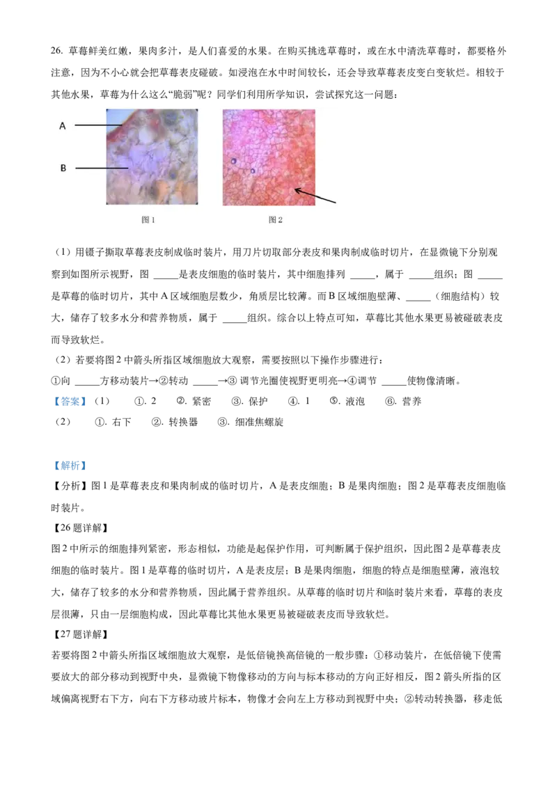 精品解析：北京市第八中学2021-2022学年八年级下学期期中生物试题（解析版）(1)_北京初中期末题_C605-京七八九_B京生物七八九_北京八下生物