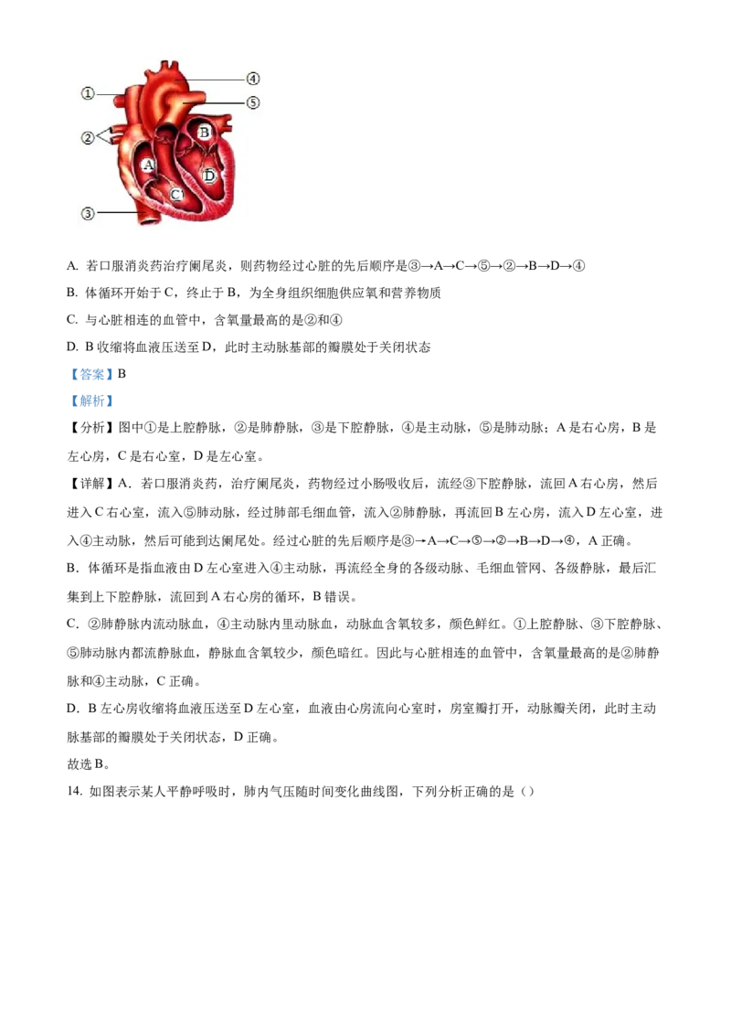 精品解析：北京市第八中学2021-2022学年八年级下学期期中生物试题（解析版）(1)_北京初中期末题_C605-京七八九_B京生物七八九_北京八下生物