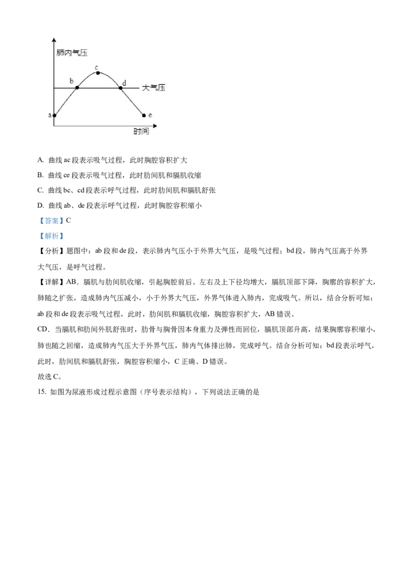精品解析：北京市第八中学2021-2022学年八年级下学期期中生物试题（解析版）(1)_北京初中期末题_C605-京七八九_B京生物七八九_北京八下生物