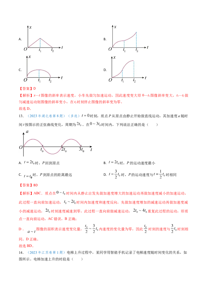 专题01直线运动-（解析版）_4.2025物理总复习_2025年新高考资料_专项复习_备战2025年高考物理真题题源解密（新高考通用）（完结）