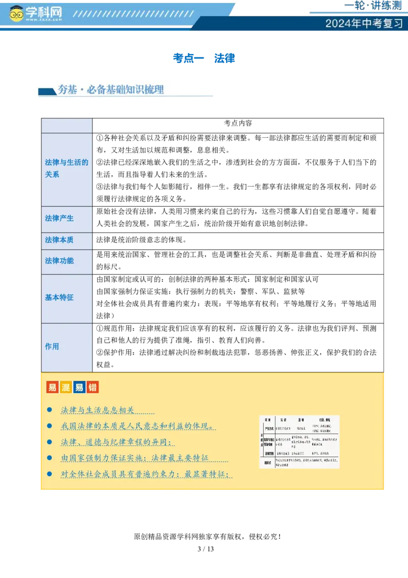 专题23走进法治天地（讲义）-2024年中考道德与法治一轮复习讲练测（全国通用）_02中考总复习（2026版更新中）_07-道法-中考总复习_2024年中考复习资料_一轮复习_配套讲义
