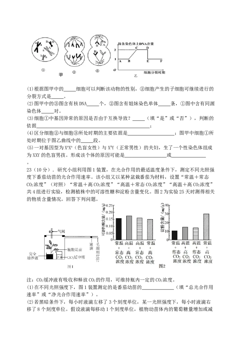 黑龙江省牡丹江市省级示范高中2024-2025学年高三上学期期中考试生物Word版含答案_A1502026各地模拟卷（超值！）_11月