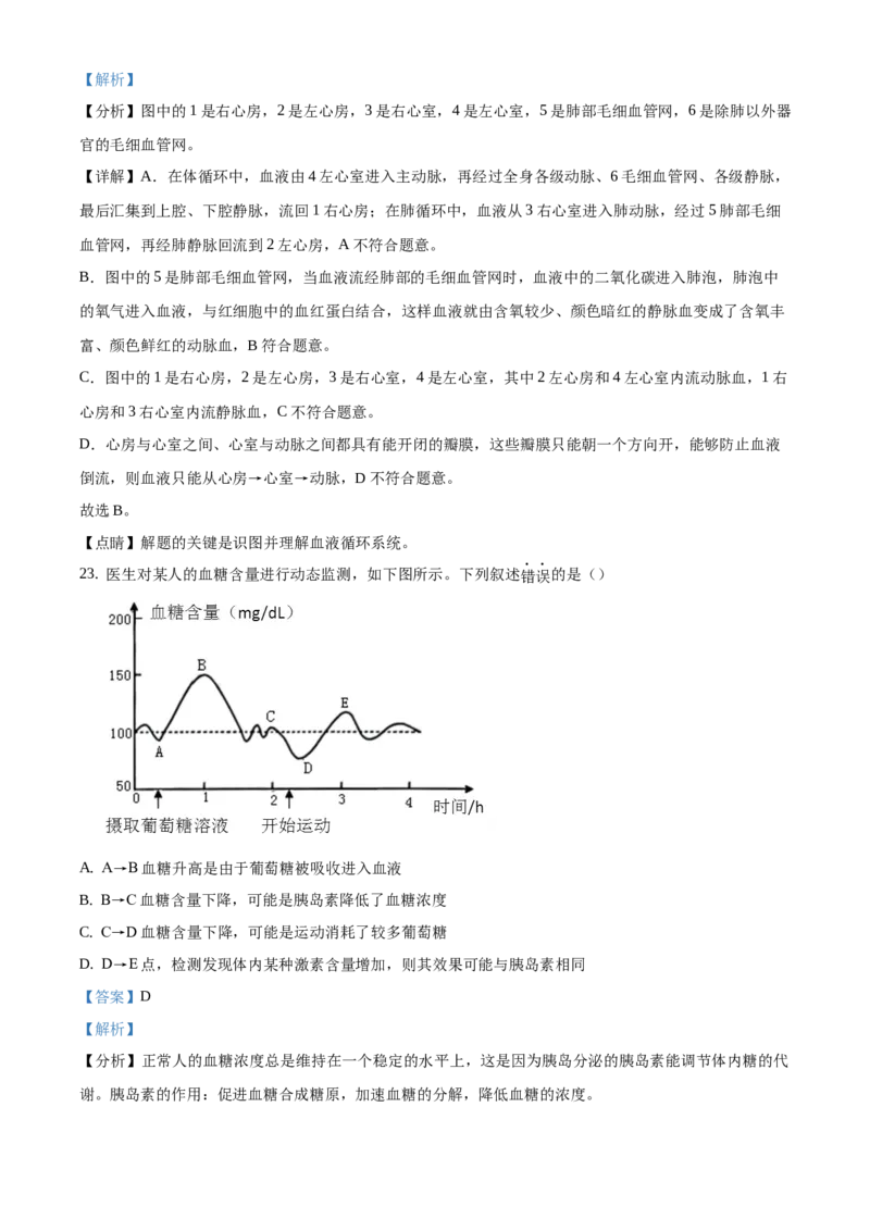 精品解析：北京市第四十三中学2020-2021学年八年级下学期期中生物试题（解析版）(1)_北京初中期末题_C605-京七八九_B京生物七八九_北京八下生物