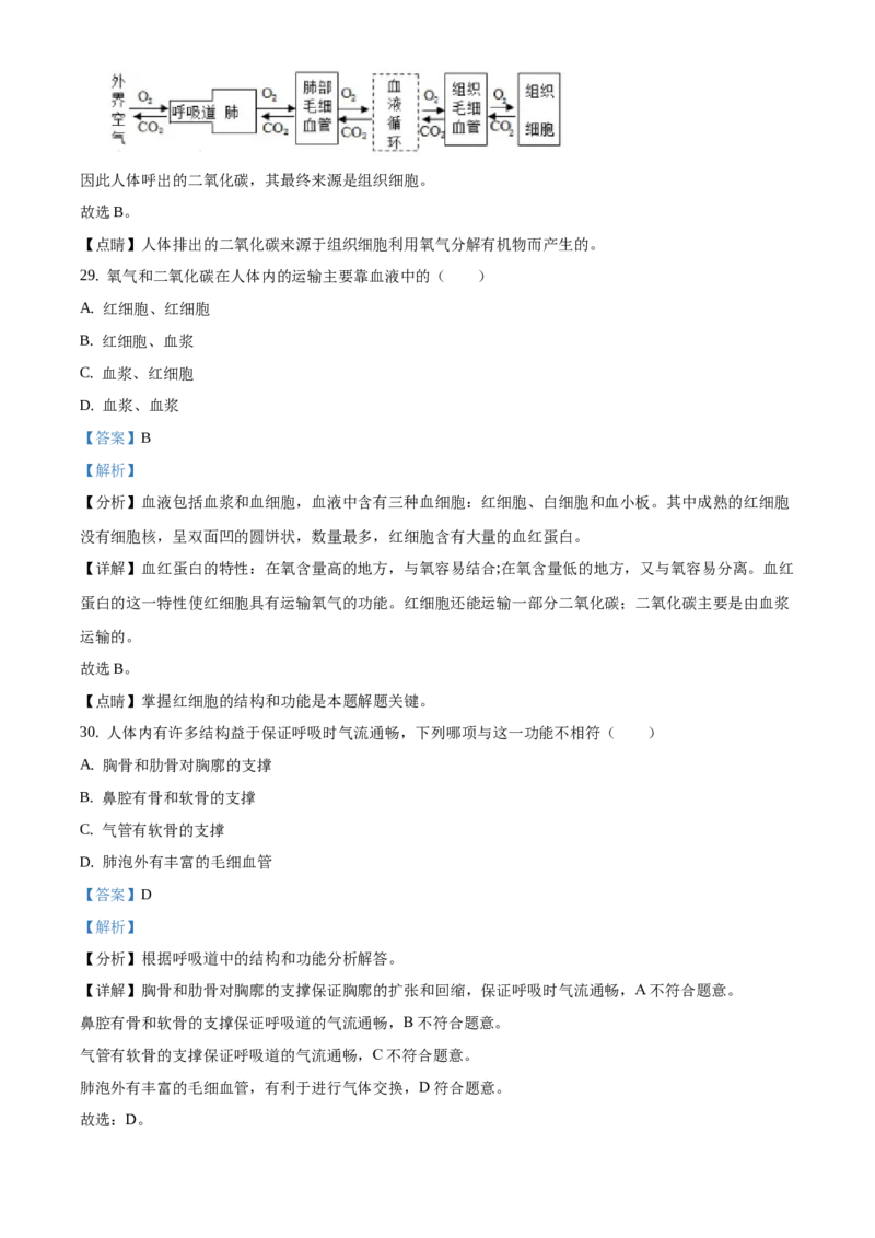 精品解析：北京市燕山区2020-2021七年级上学期生物期末试题（解析版）(1)_北京初中期末题_C605-京七八九_B京生物七八九_北京7上生物_2020-2021