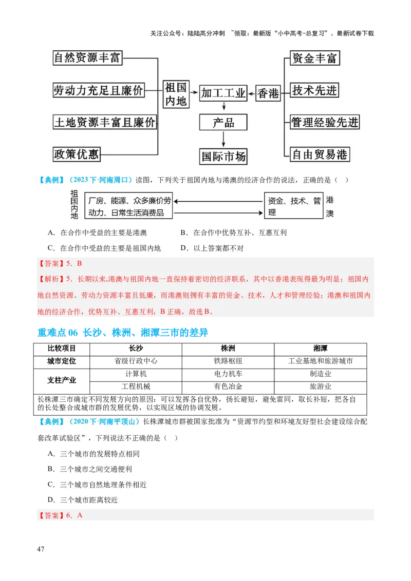 专题24南方地区（讲义）（解析版）_02中考总复习（2026版更新中）_09-地理-中考总复习_2024年中考复习资料_一轮复习_❤2024年中考地理一轮复习讲练测（全国通用）_配套讲义