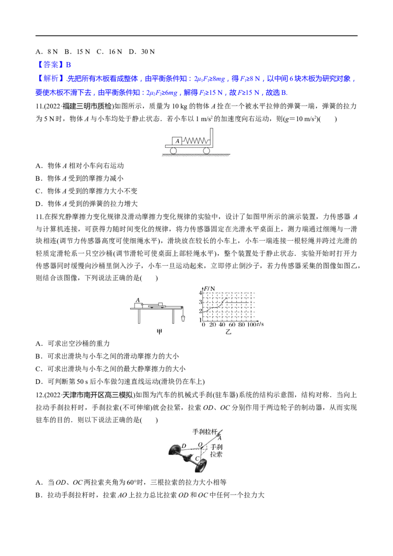 专题02相互作用-2023年高考物理一轮复习小题多维练（全国通用）（原卷版）_4.2025物理总复习_赠品通用版（老高考）复习资料_一轮复习