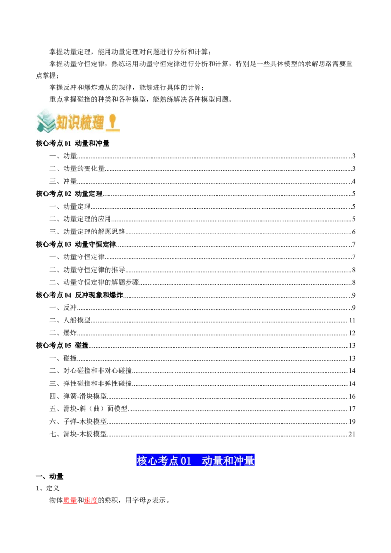 专题08动量（解析版）_4.2025物理总复习_2025年新高考资料_一轮复习_2025年高考物理一轮复习知识清单