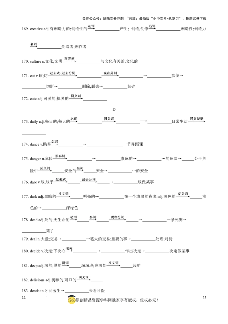 专题6.中考考纲词汇考点突破（800词）（默写版）_02中考总复习（2026版更新中）_03-英语-中考总复习_2024年中考复习资料_一轮复习_备战2024年中考英语一轮复习考点帮（全国通用）_单词表