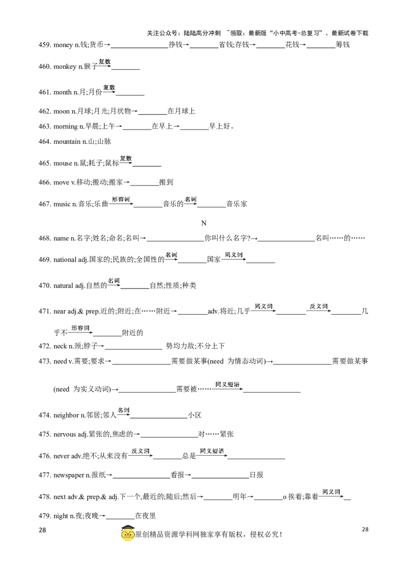 专题6.中考考纲词汇考点突破（800词）（默写版）_02中考总复习（2026版更新中）_03-英语-中考总复习_2024年中考复习资料_一轮复习_备战2024年中考英语一轮复习考点帮（全国通用）_单词表