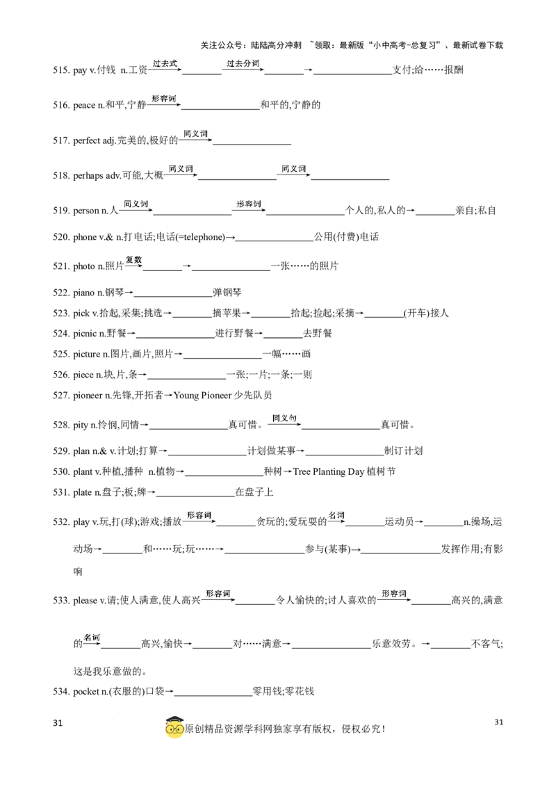 专题6.中考考纲词汇考点突破（800词）（默写版）_02中考总复习（2026版更新中）_03-英语-中考总复习_2024年中考复习资料_一轮复习_备战2024年中考英语一轮复习考点帮（全国通用）_单词表