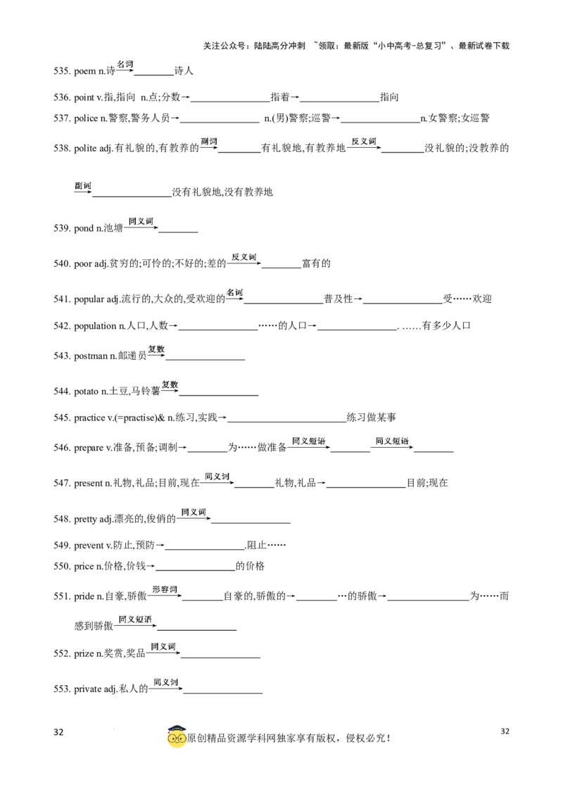 专题6.中考考纲词汇考点突破（800词）（默写版）_02中考总复习（2026版更新中）_03-英语-中考总复习_2024年中考复习资料_一轮复习_备战2024年中考英语一轮复习考点帮（全国通用）_单词表