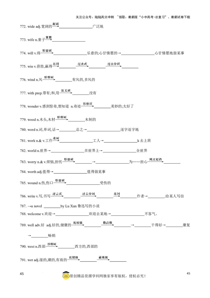 专题6.中考考纲词汇考点突破（800词）（默写版）_02中考总复习（2026版更新中）_03-英语-中考总复习_2024年中考复习资料_一轮复习_备战2024年中考英语一轮复习考点帮（全国通用）_单词表