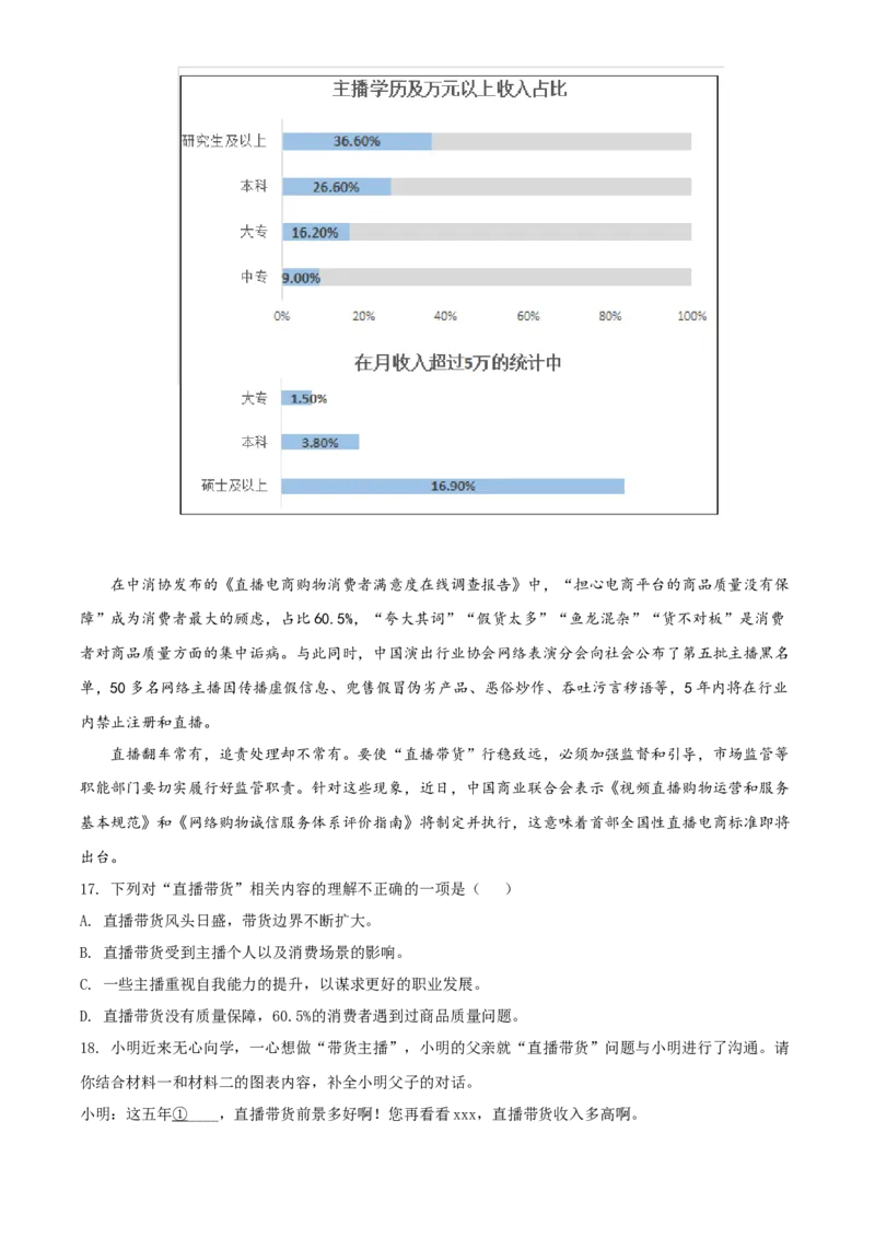 精品解析：北京市首都师范大学附属中学2020-2021学年七年级下学期期末语文试题（原卷版）(1)_北京初中期末题_C605-京七八九_B语文七八九_北京语文七下_2020-2021