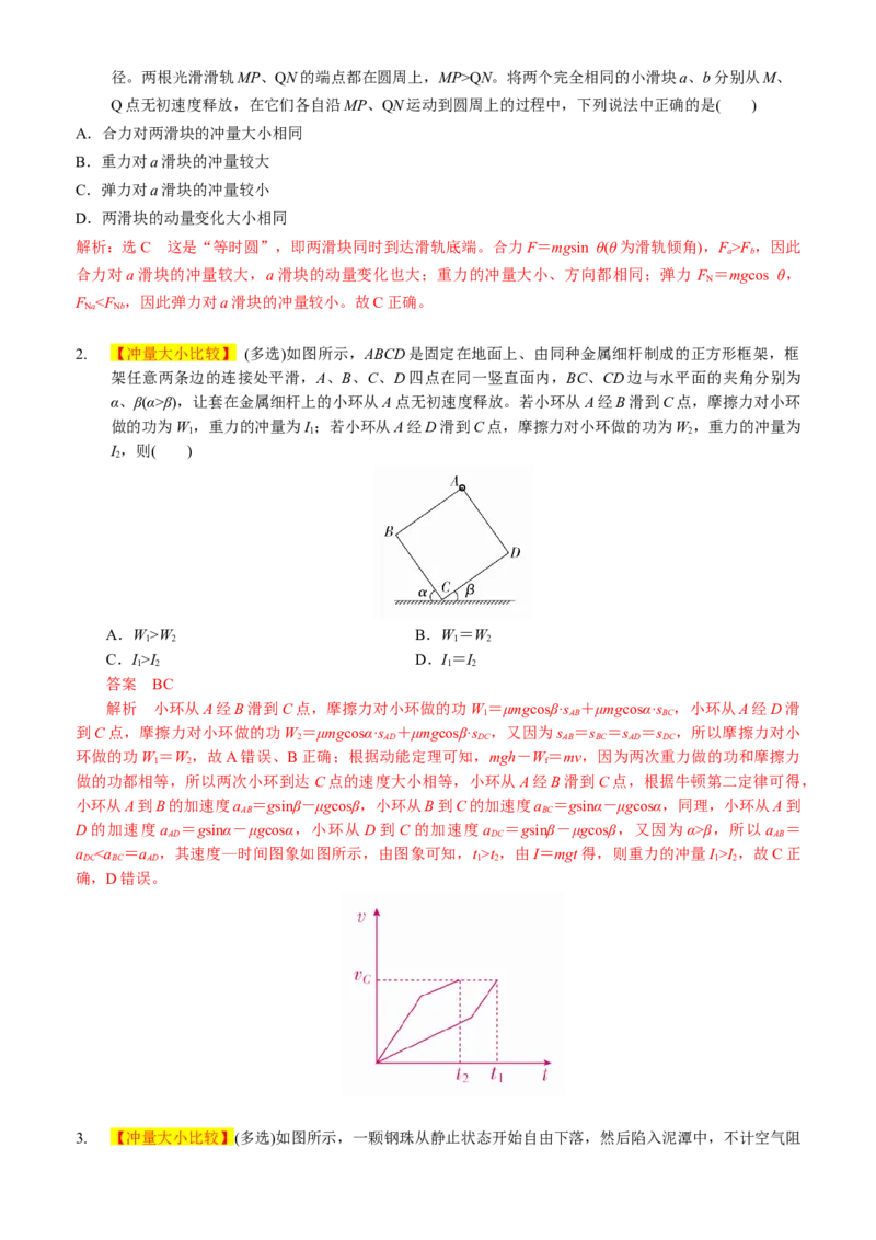 2024届高考物理一轮复习动量专题精准提升强化1：冲量和动量（中上难度）_4.2025物理总复习_2024年新高考资料_3.2024专项复习_2024届高考物理一轮复习动量专题精准提升强化