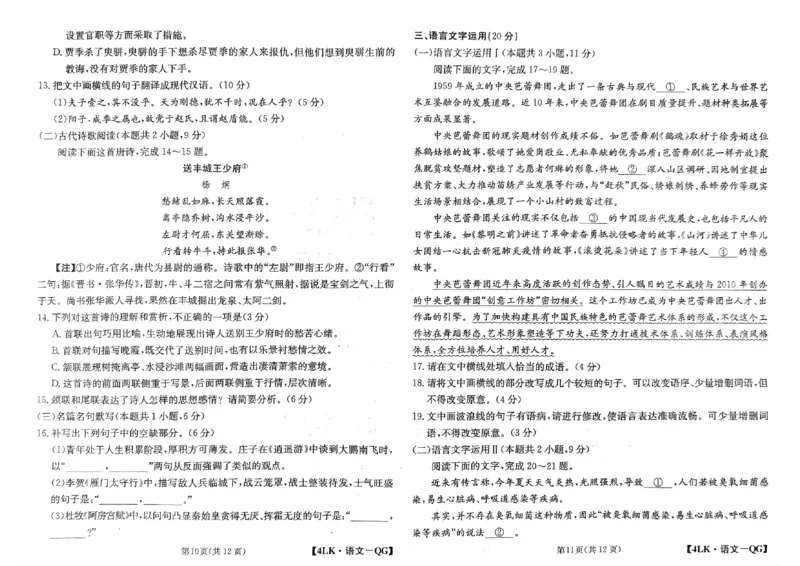 2023届陕西省延安市宜川县中学第一次模拟考试语文试题公众号：一枚试卷君(1)_1.2025语文总复习_2023年新高考资料_模拟题_老高考