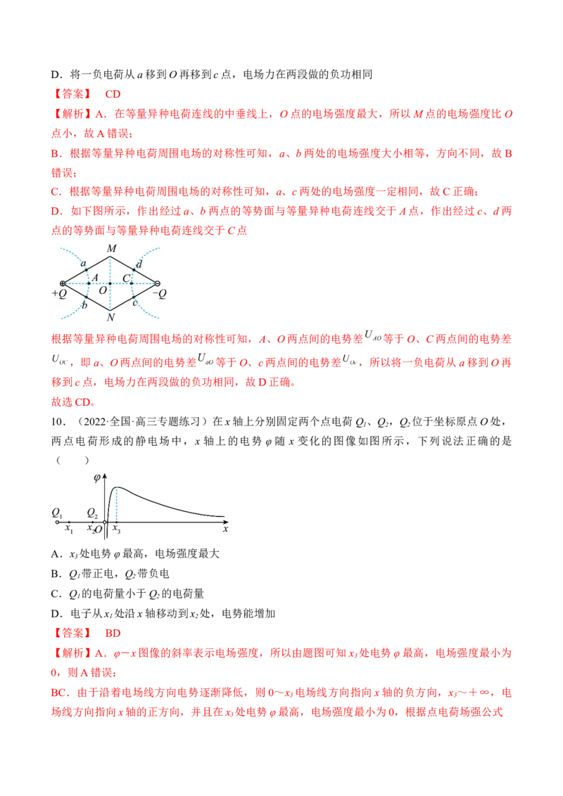 专题07　静电场及其应用测&mdash;&mdash;2023年高考物理一轮复习讲练测（新教材新高考通用）（解析版）_4.2025物理总复习_2023年新高复习资料_一轮复习