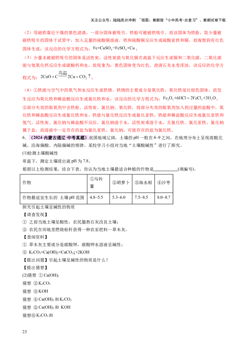 专题四实验探究题（讲练）（解析版）_02中考总复习（2026版更新中）_05-化学-中考总复习_2025年中考复习资料_2025中考二轮课件ppt+讲义+练习化学_讲义+练习