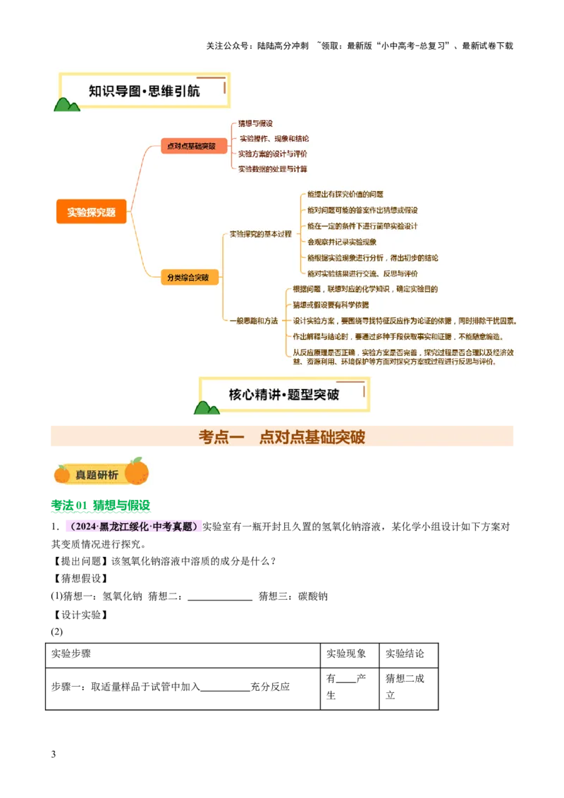 专题四实验探究题（讲练）（解析版）_02中考总复习（2026版更新中）_05-化学-中考总复习_2025年中考复习资料_2025中考二轮课件ppt+讲义+练习化学_讲义+练习