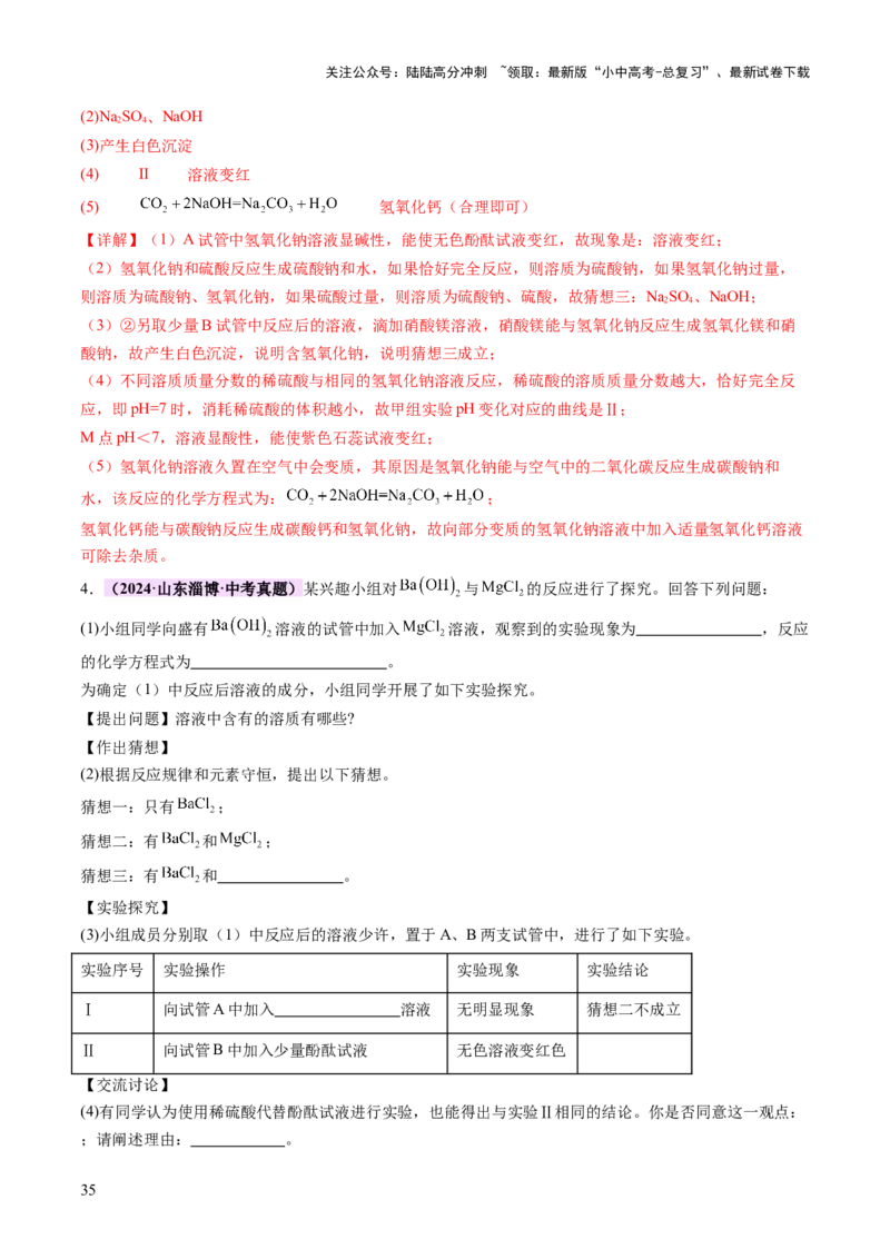 专题四实验探究题（讲练）（解析版）_02中考总复习（2026版更新中）_05-化学-中考总复习_2025年中考复习资料_2025中考二轮课件ppt+讲义+练习化学_讲义+练习