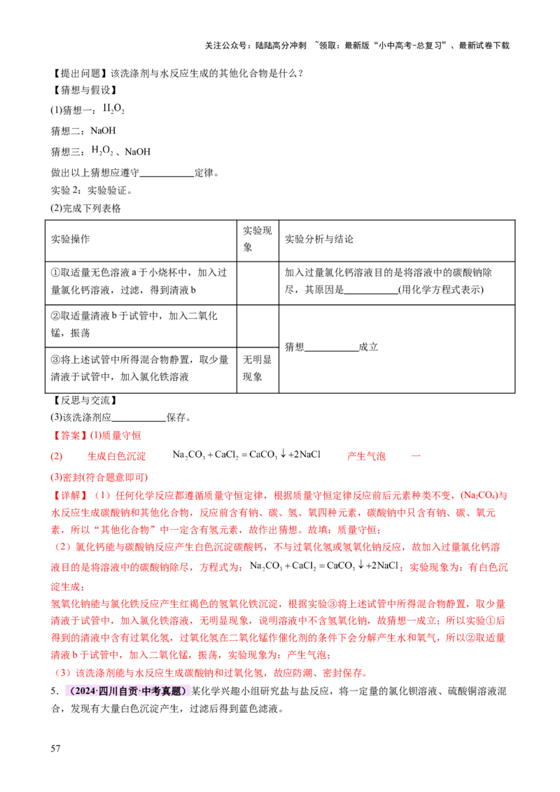 专题四实验探究题（讲练）（解析版）_02中考总复习（2026版更新中）_05-化学-中考总复习_2025年中考复习资料_2025中考二轮课件ppt+讲义+练习化学_讲义+练习